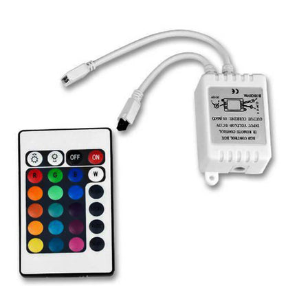 12V 5050 RGB LED Strip Controller box with 24 Key IR Remote Control