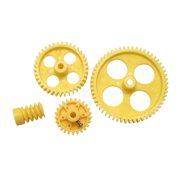 Set of Plastic Spur Gear & Worm Gear (Yellow)