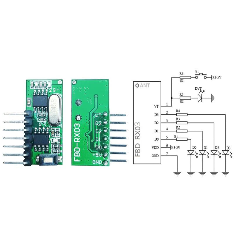 433mhz rf transmitter and receiver module Rf remote control module kit ...