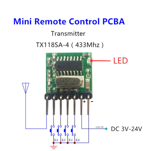 QIACHIP 433 mhz Mini Wireless RF Remote Control 1527 EV1527 Learning code 433mhz Transmitter For Gate garage door Alarm Light controller